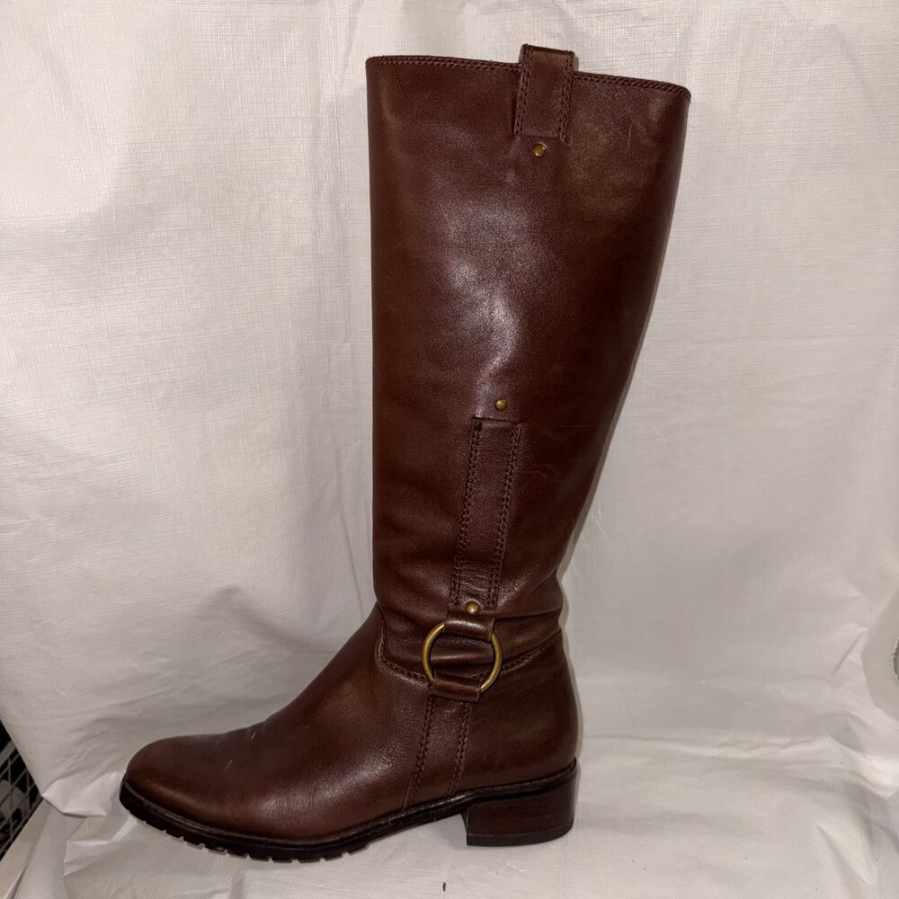 KJ Long Life Brown Leather riding boots Size 6.5